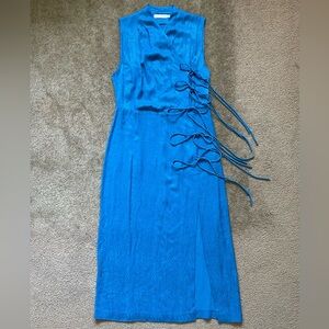Jana Jacquard Wrap Midi Dress in Azure